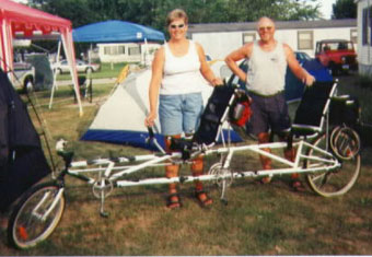 Chuck and Sue Buehrer on their cowbike